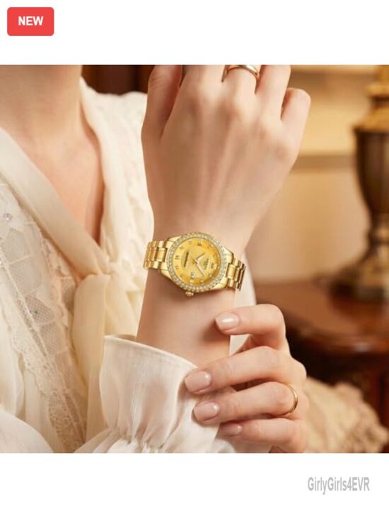 Two Tone Diamond Bezel Dress Watch Japanese Quartz 33mm